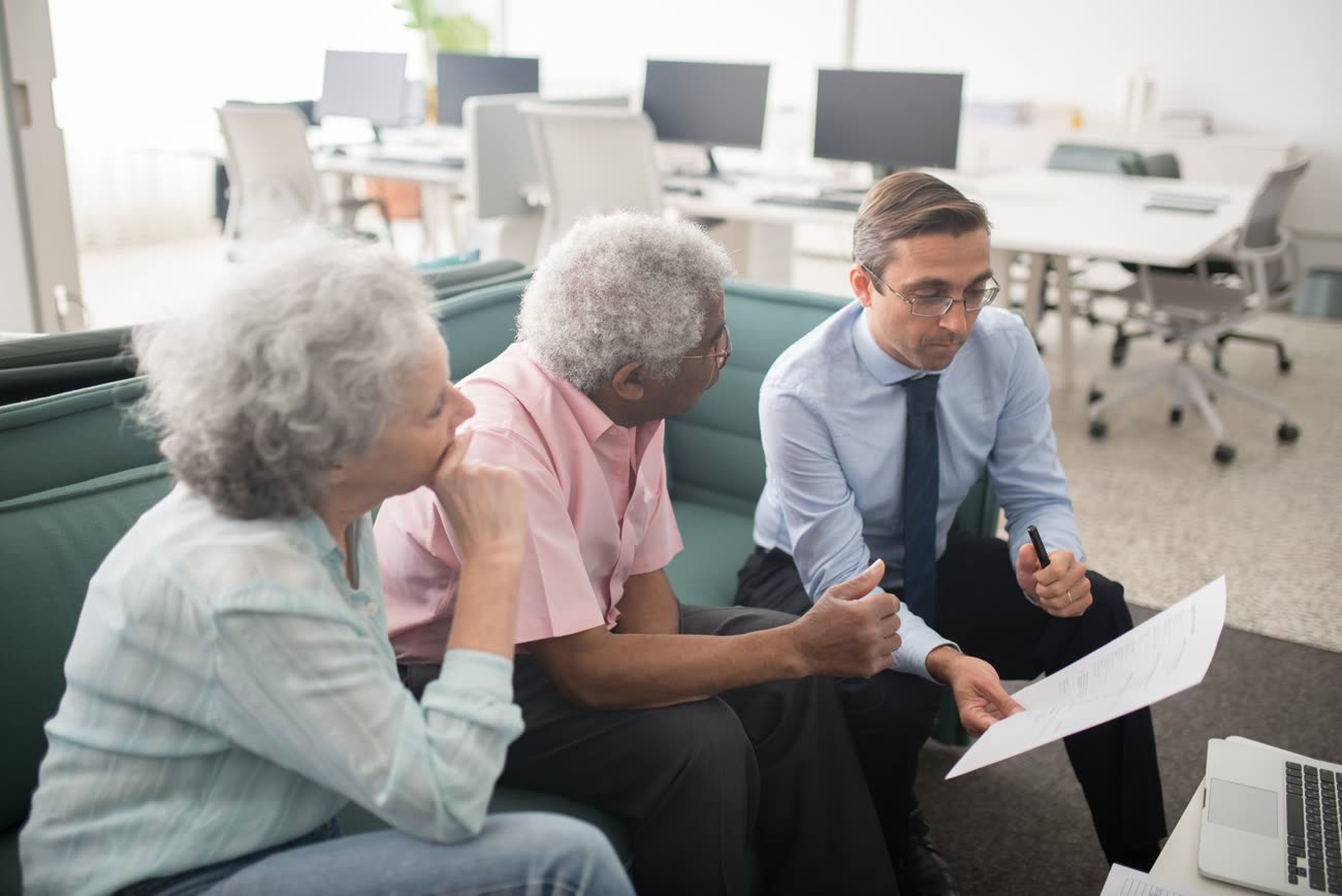 An accountant meeting with clients